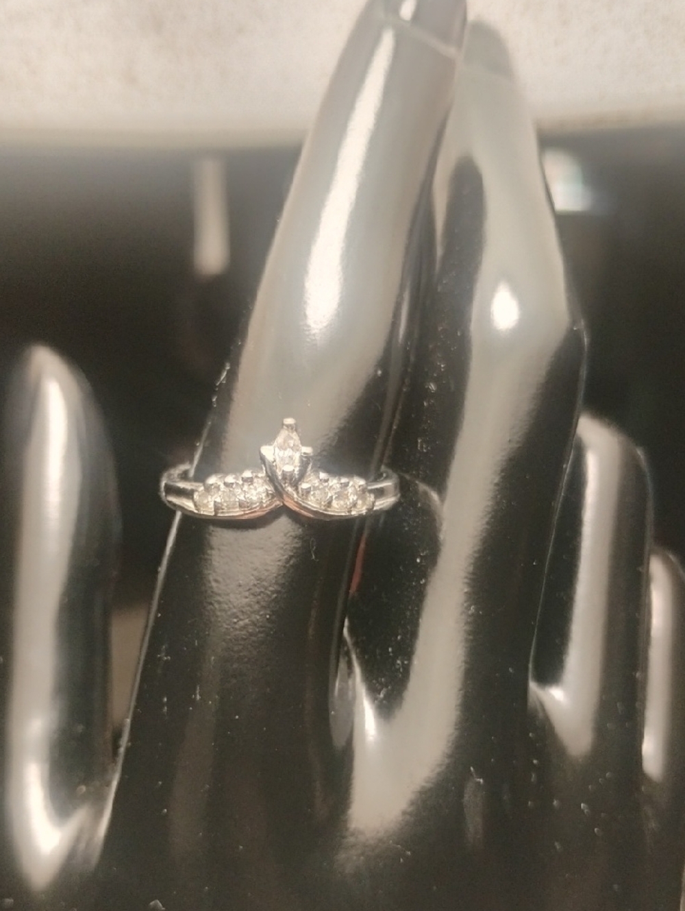 Vintage NV Stamped Silver Tone Crown Ring With Dazzling Bling Size 8.75